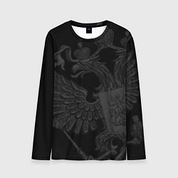 Мужской лонгслив Герб России - черный минимализм