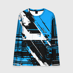 Лонгслив мужской Diagonal black and white stripes on a blue backgro, цвет: 3D-принт