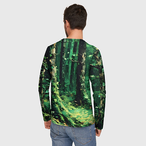 Мужской лонгслив Зелёный летний лес / 3D-принт – фото 4