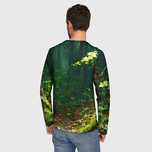 Мужской лонгслив Зелёный летний лес / 3D-принт – фото 4