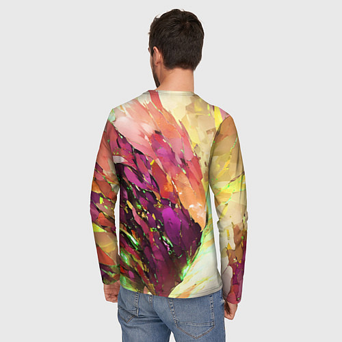 Мужской лонгслив Красно-жёлтая абстракция / 3D-принт – фото 4