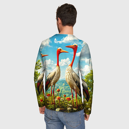 Мужской лонгслив Аисты в горах / 3D-принт – фото 4