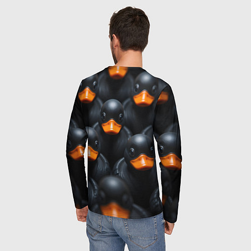 Мужской лонгслив Черные уточки / 3D-принт – фото 4