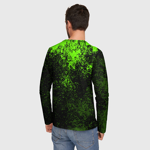 Мужской лонгслив Зеленые брызги красок / 3D-принт – фото 4
