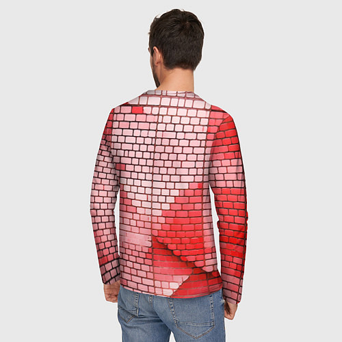 Мужской лонгслив Красные кирпичики / 3D-принт – фото 4