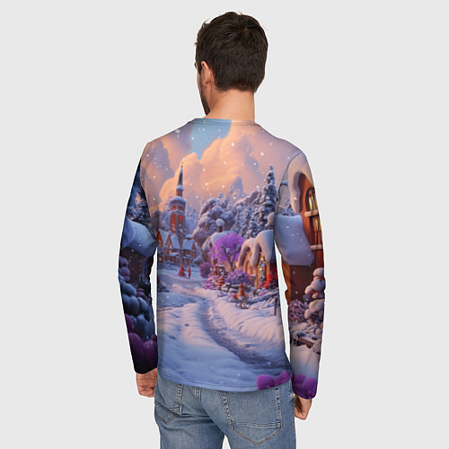 Мужской лонгслив Тропинка к новому году / 3D-принт – фото 4