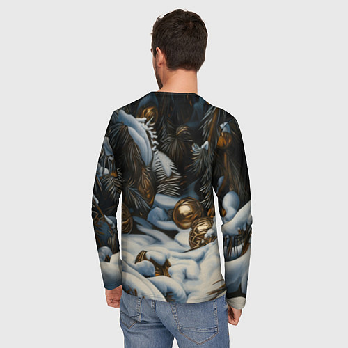 Мужской лонгслив Новогодний кролик под елкой / 3D-принт – фото 4