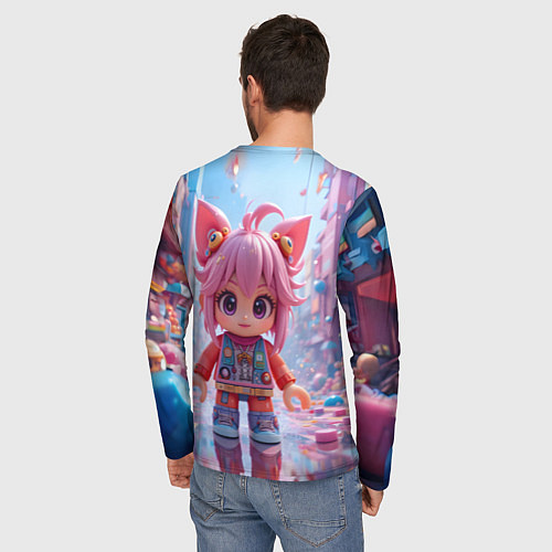 Мужской лонгслив Роблокс хорошенький человечек / 3D-принт – фото 4