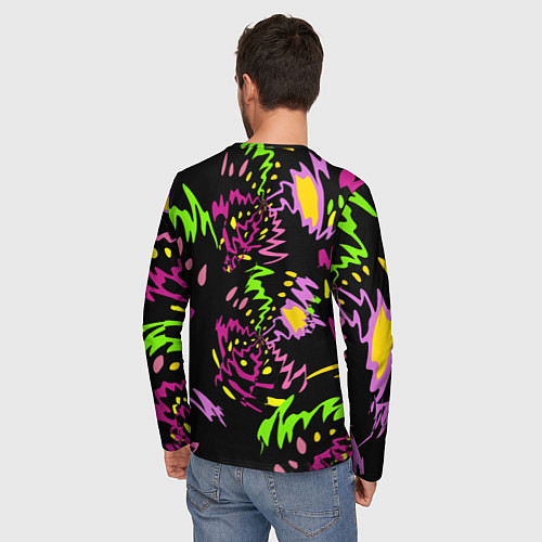 Мужской лонгслив Яркие абстрактные круги-зигзаги / 3D-принт – фото 4