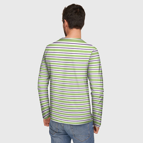 Мужской лонгслив Зелёный с фиолетовой полосой / 3D-принт – фото 4