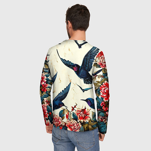 Мужской лонгслив Стая ласточек / 3D-принт – фото 4