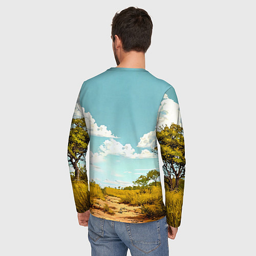 Мужской лонгслив Страус в природе / 3D-принт – фото 4