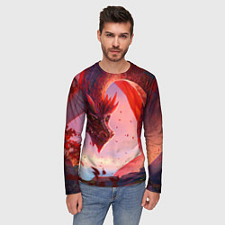 Лонгслив мужской Дракон красный мифический, цвет: 3D-принт — фото 2