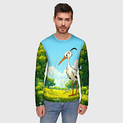 Лонгслив мужской Аист в лесу, цвет: 3D-принт — фото 2