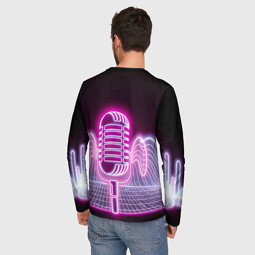 Мужской лонгслив Розовый неоновый микрофон / 3D-принт – фото 4