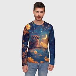 Лонгслив мужской Сова на ветке, цвет: 3D-принт — фото 2