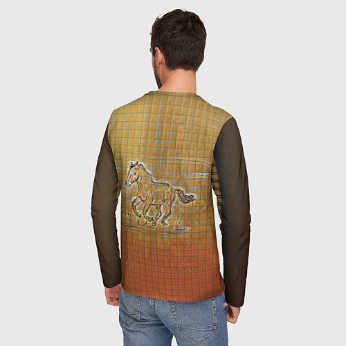 Мужской лонгслив Конь на тетрадном листе / 3D-принт – фото 4