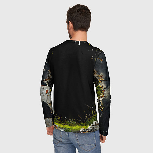 Мужской лонгслив Корова на черном / 3D-принт – фото 4