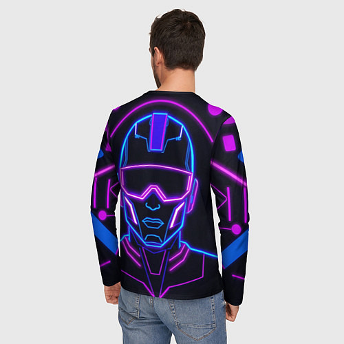 Мужской лонгслив Неоновый кибер силует / 3D-принт – фото 4