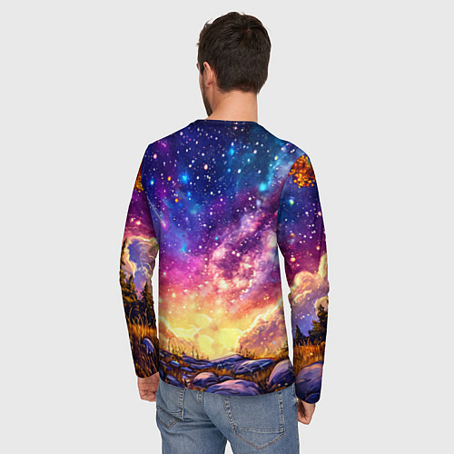 Мужской лонгслив Лось и звездное небо / 3D-принт – фото 4