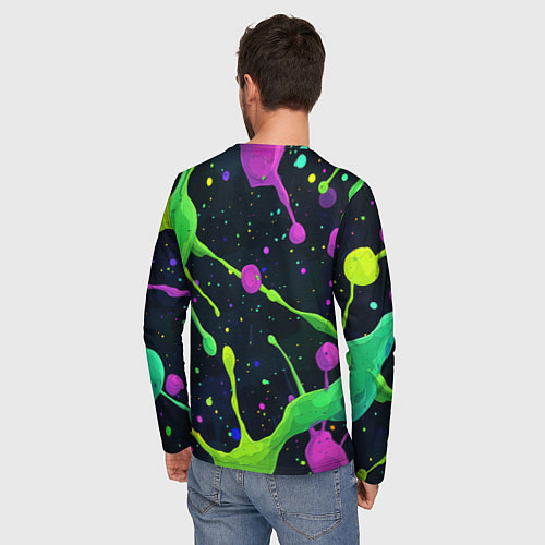 Мужской лонгслив Разноцветные кляксы / 3D-принт – фото 4