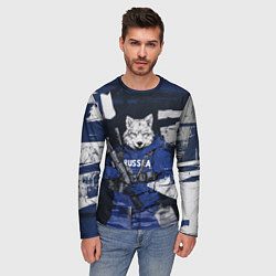 Лонгслив мужской Русский вооруженный волк, цвет: 3D-принт — фото 2