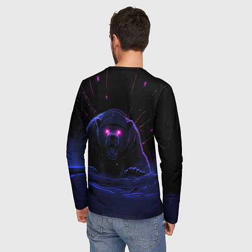 Мужской лонгслив Россия агрессивный медведь / 3D-принт – фото 4