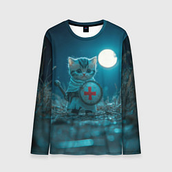 Лонгслив мужской Котенок выходит на тропу войны, цвет: 3D-принт