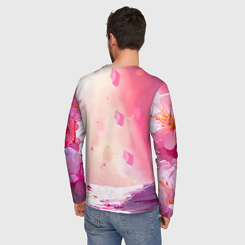 Мужской лонгслив Воробей в розовом / 3D-принт – фото 4