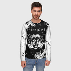 Лонгслив мужской Bon Jovi рок пес, цвет: 3D-принт — фото 2