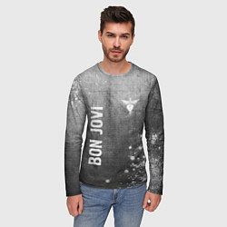 Лонгслив мужской Bon Jovi - grey gradient вертикально, цвет: 3D-принт — фото 2