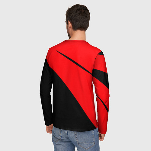 Мужской лонгслив Russia красно-чёрный / 3D-принт – фото 4