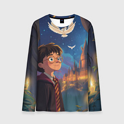 Лонгслив мужской Удивленный Гарри Поттер и сова, цвет: 3D-принт
