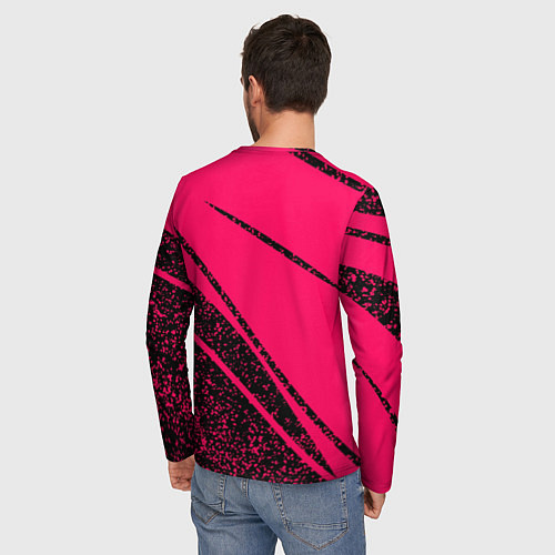 Мужской лонгслив Sport розовый с чёрным в крапинку / 3D-принт – фото 4