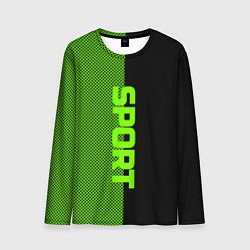 Лонгслив мужской Sport чёрно-зелёный пополам, цвет: 3D-принт