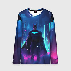 Лонгслив мужской Бэтмен неоновый город, цвет: 3D-принт