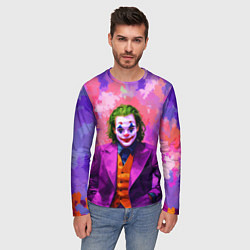 Лонгслив мужской Джокер и фиолетовые краски, цвет: 3D-принт — фото 2