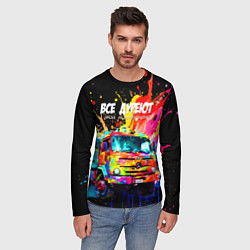 Лонгслив мужской Все дуреют с этих дальнобойщиков, цвет: 3D-принт — фото 2