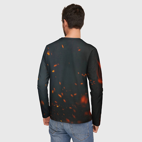 Мужской лонгслив Джокер оранжевые искры / 3D-принт – фото 4