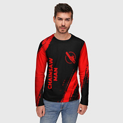 Лонгслив мужской Chainsaw Man - red gradient вертикально, цвет: 3D-принт — фото 2