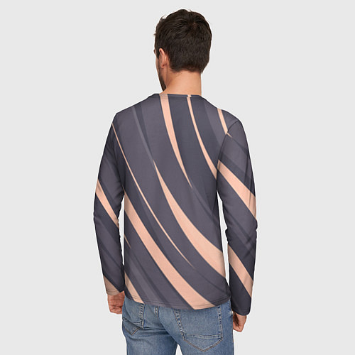 Мужской лонгслив Перламутровый серый полосы / 3D-принт – фото 4