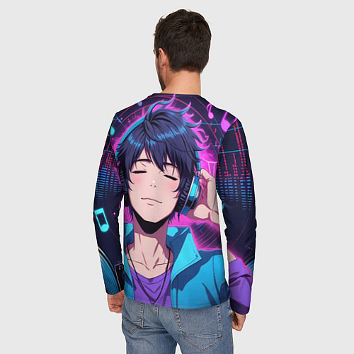 Мужской лонгслив Любитель музыки / 3D-принт – фото 4