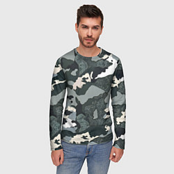 Лонгслив мужской Темно зеленый камуфляж, цвет: 3D-принт — фото 2