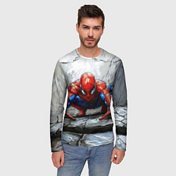 Лонгслив мужской Человек-паук палзет на стене, цвет: 3D-принт — фото 2