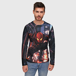 Лонгслив мужской Человек паук в черном, цвет: 3D-принт — фото 2