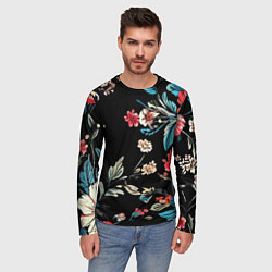 Лонгслив мужской Цветы старинный узор, цвет: 3D-принт — фото 2