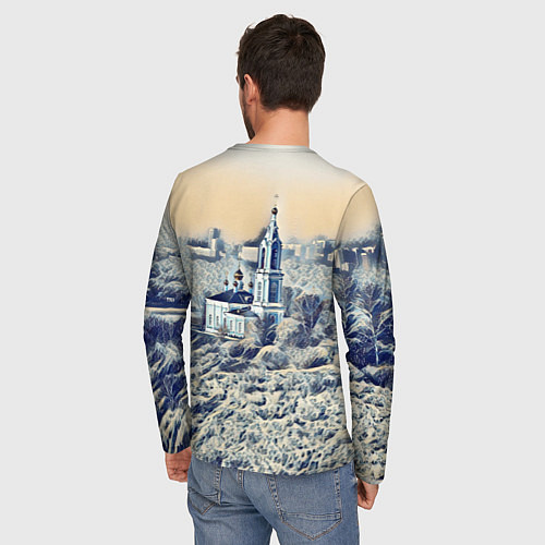 Мужской лонгслив Храм на фоне современного города / 3D-принт – фото 4