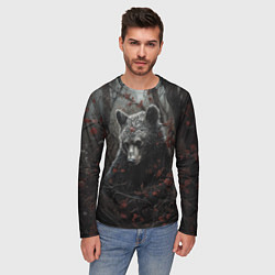 Лонгслив мужской Бурый мишка в дремучем лесу, цвет: 3D-принт — фото 2