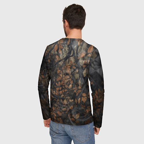 Мужской лонгслив Хищный серый лис / 3D-принт – фото 4