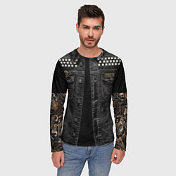 Лонгслив мужской Джинсовка с славянским викингом и татуировками, цвет: 3D-принт — фото 2